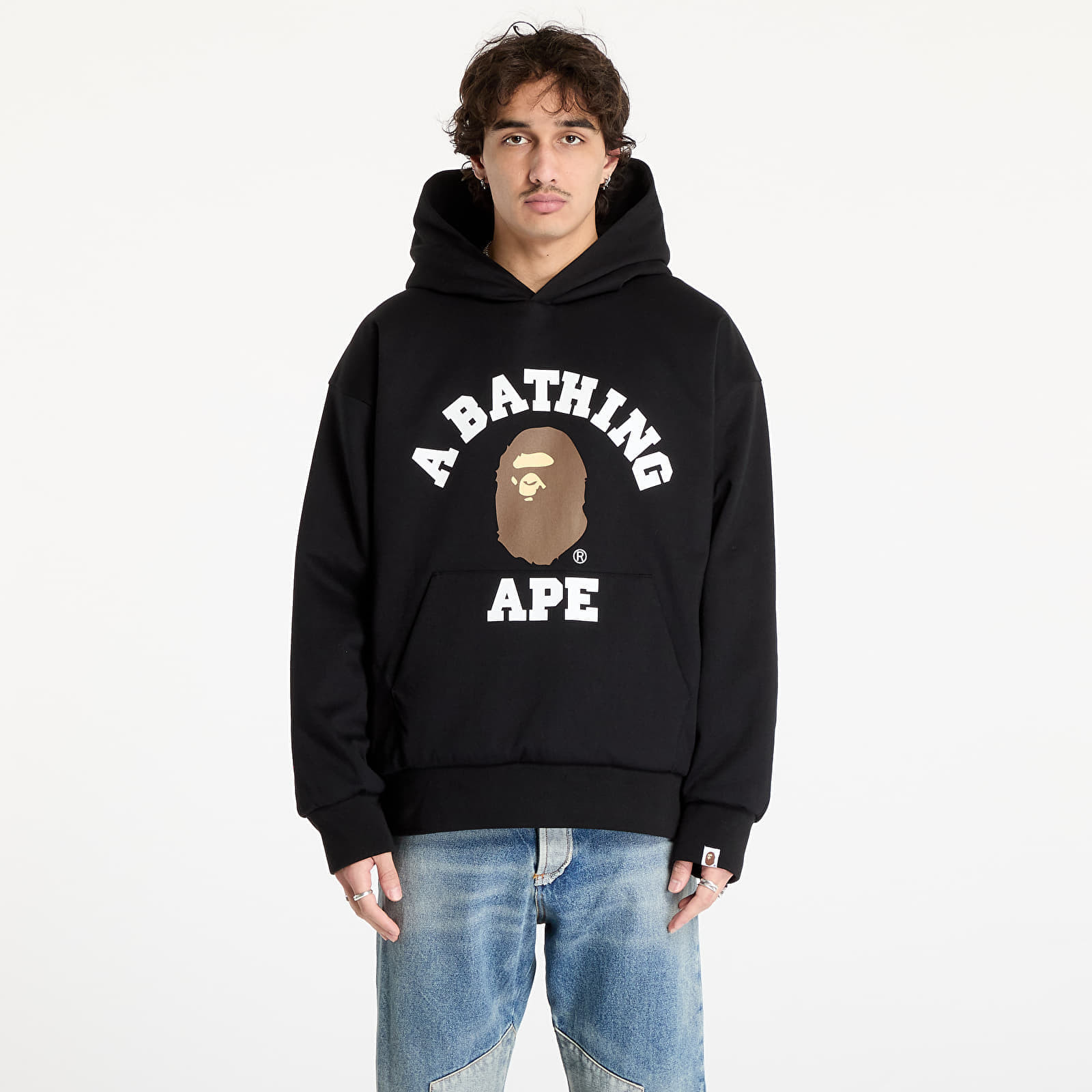 Mikina A BATHING APE College Puffy Relaxed Fit Pullover Hoodie M Black XL