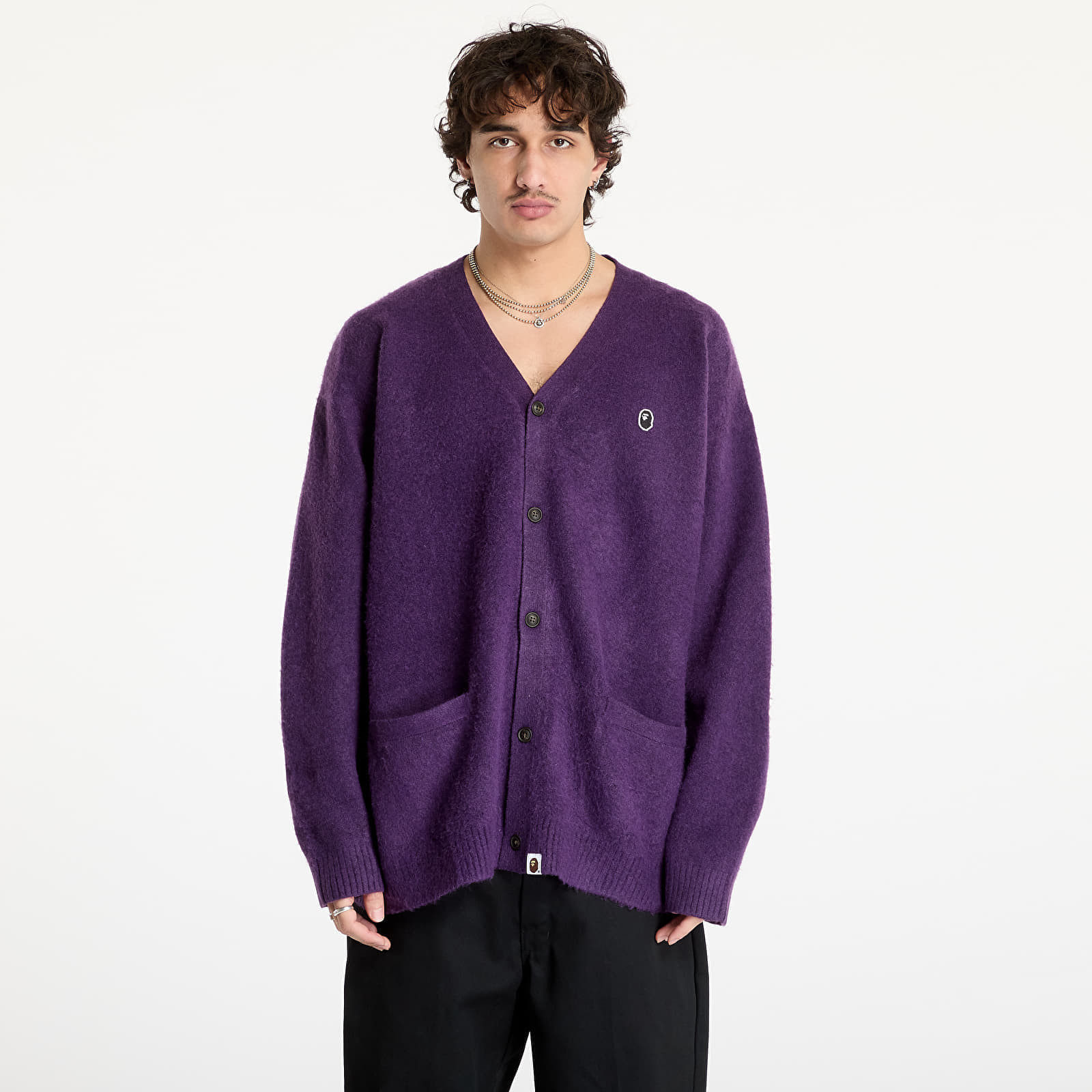 Sveter A BATHING APE One Point Hairly Yarn Cardigan M Purple M