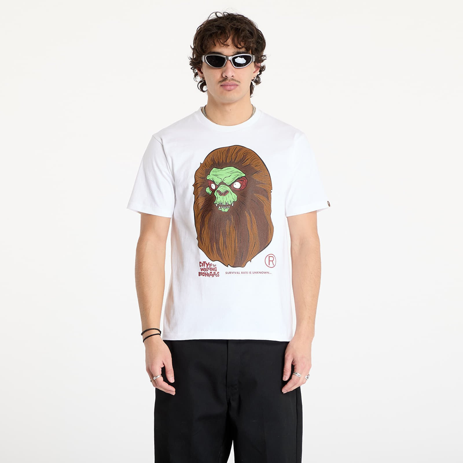 Tričko A BATHING APE Bape Horror Mad Face UNISEX Tee White L