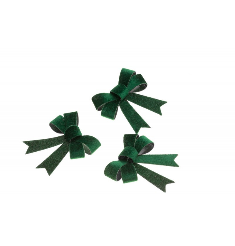 Chaks Dekoračné velúrové mašle Velvet - Tmavo Zelená 3 ks