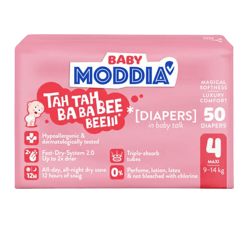 MODDIA BABY Jednorazové plienky 4 Maxi (9–14 kg), 50 ks