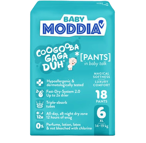 MODDIA BABY Plienkové nohavičky 6 XL (14–19 kg), 18 ks