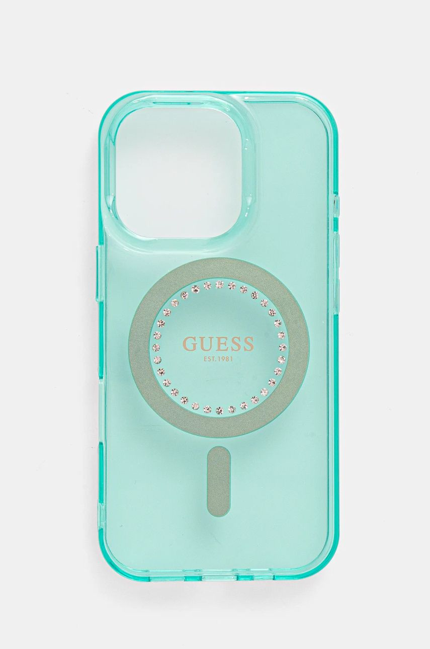 Puzdro na mobil Guess iPhone 16 Pro 6.3 zelená farba, GUHMP16LPFTDTEN