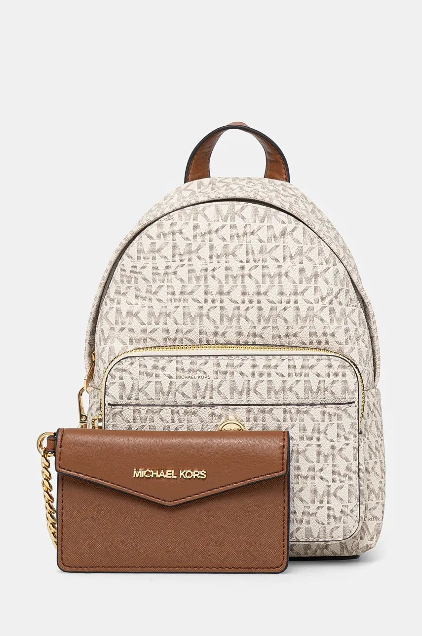 Ruksak MICHAEL Michael Kors dámsky, béžová farba, malý, vzorovaný, 35F3G5MB0B