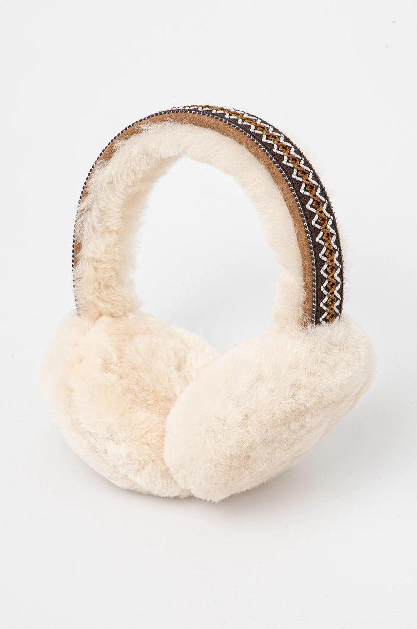 Vlnené klapky na uši na zimu UGG béžová farba, 20496