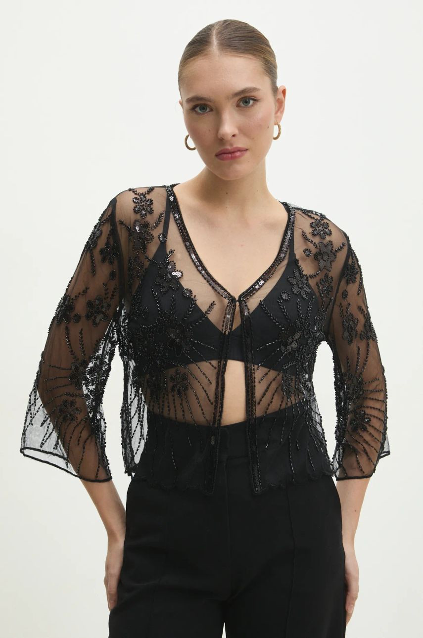 Prehoz Answear Lab čierna farba, oversize, vzorovaná