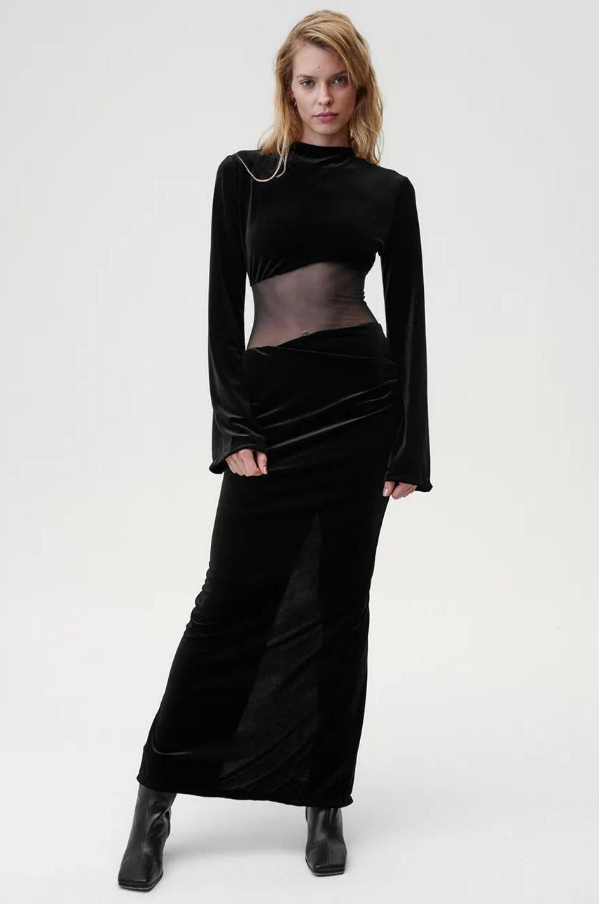 Šaty Undress Code Miss Me Dress čierna farba, maxi, priliehavá, 736