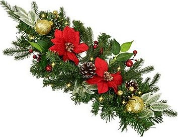DOMMIO Girlanda s červenou poinsetiou 10 × LED, 60 × 25 cm