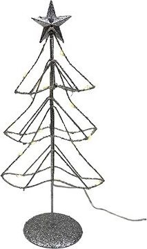 PRODEX Vianočná dekorácia – LED stromček s hviezdou, strieborný, 30 cm