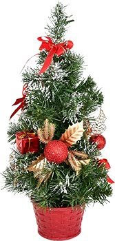 DOMMIO Vianočný stromček ozdobený – červený, 35 cm