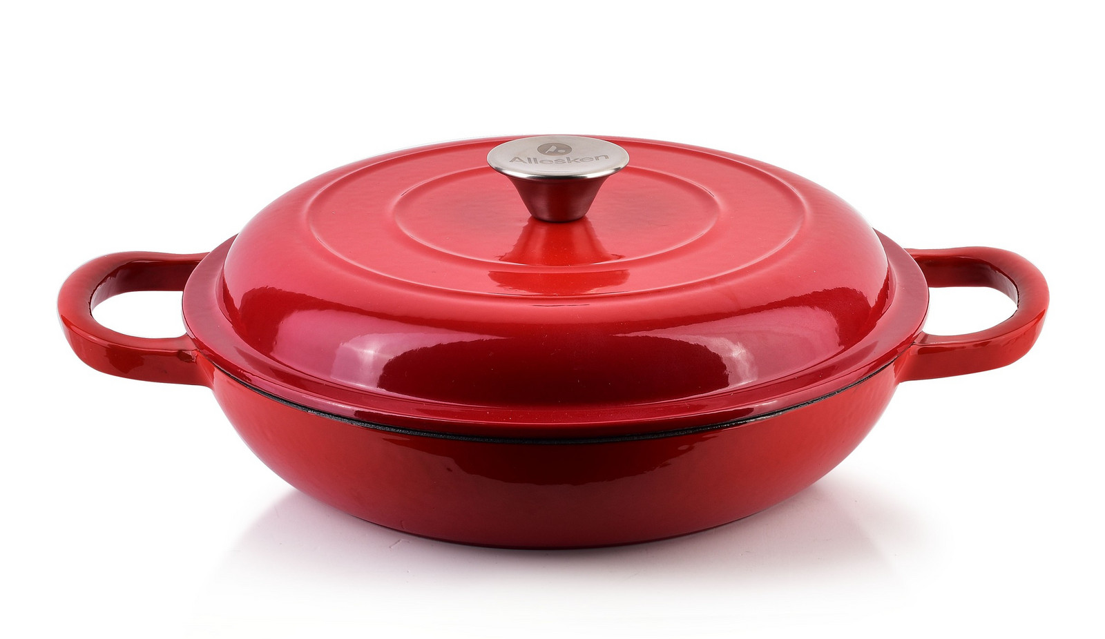 Nízký litinový hrnec RODE červený