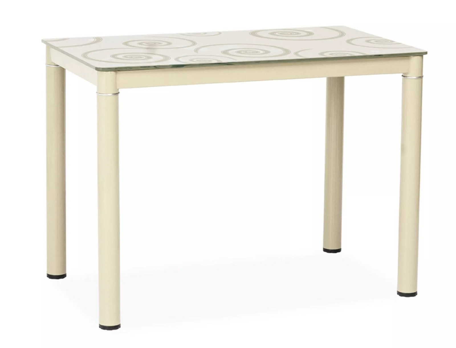 Skleněný jídelní stůl Damar 80 cm krémový