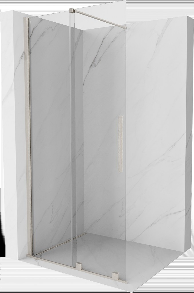 MEXEN/S - Velar Sprchová zástena posuvná Walk-in 120 x 200 cm, transparent 8 mm, nikel kartáčovaný 871-120-000-03-97