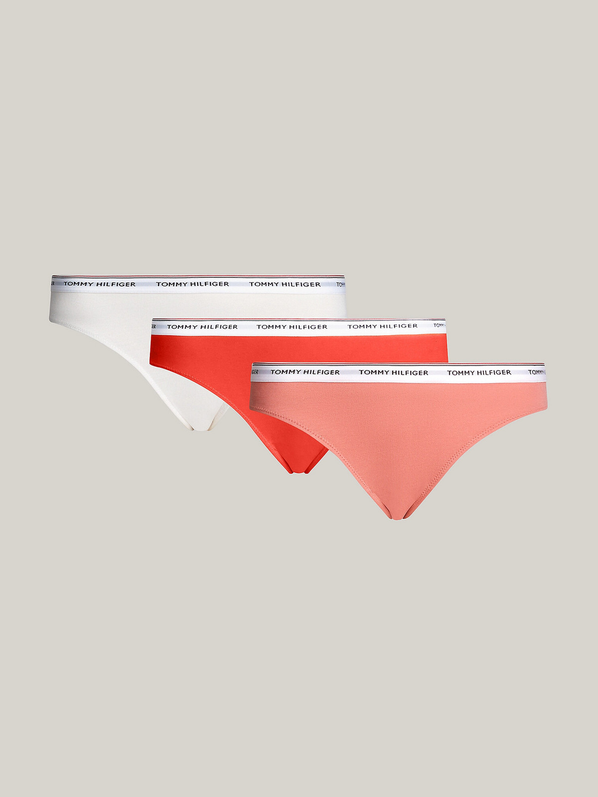 Dámske 3PACK UW0UW04895 0VG Ecru/Coral/Salmon - Tommy Hilfiger S