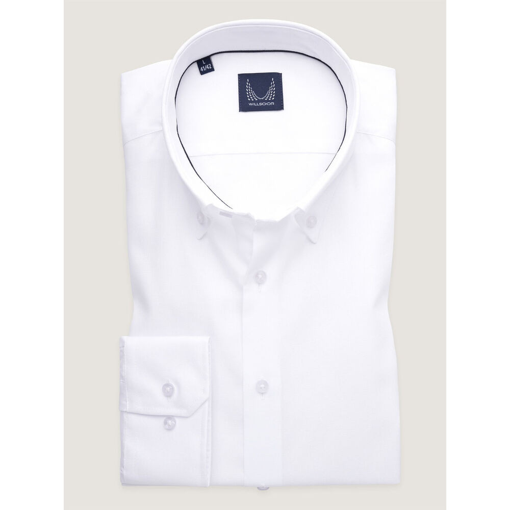 Pánska košeľa slim fit biela s golierom na gombíky 17765