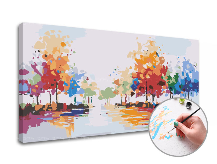 Maľovanie podľa čísel PRECHÁDZKA MAGICKÝM PARKOM | low difficulty