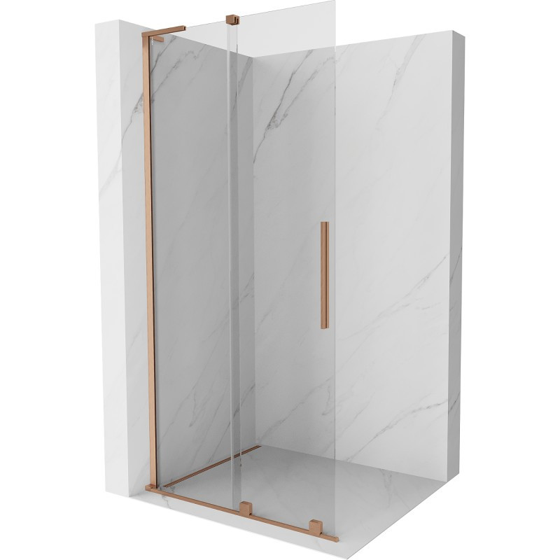 MEXEN/S - Velar L Sprchová zástena posuvná Walk-in 100 x 200 cm, transparent 8 mm, meď karáčovaná 871-100-003-03-65