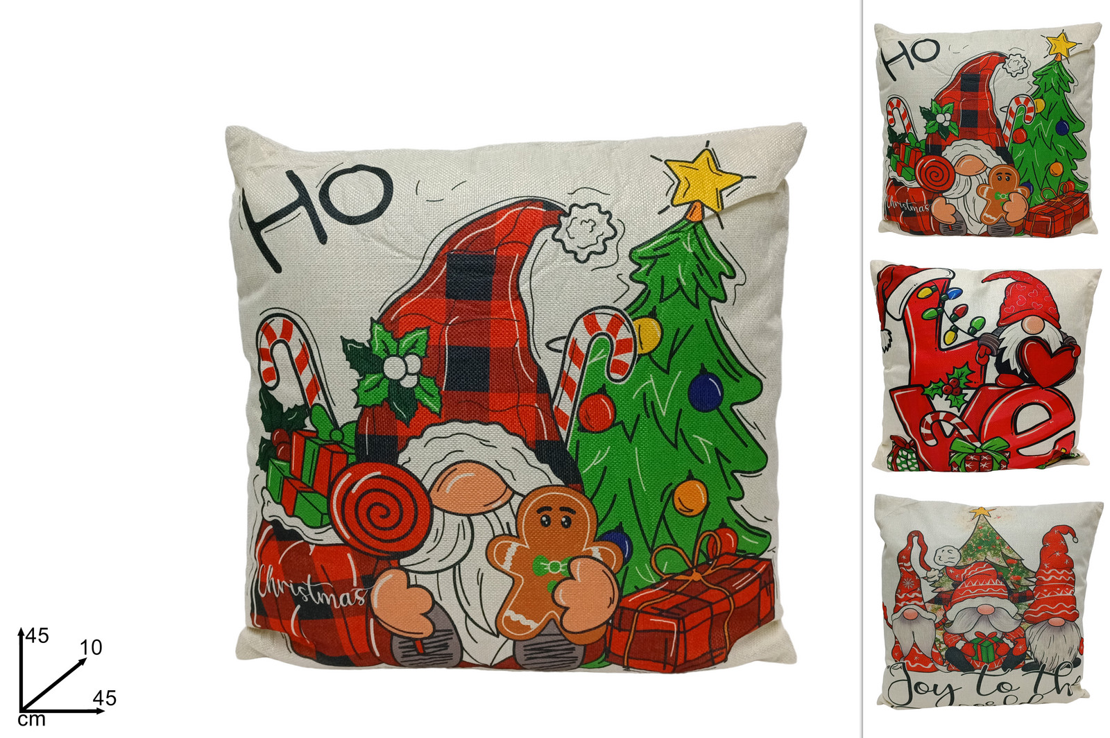 MAKRO - Vankúš s motívom vianočného škriatka 3 druhy