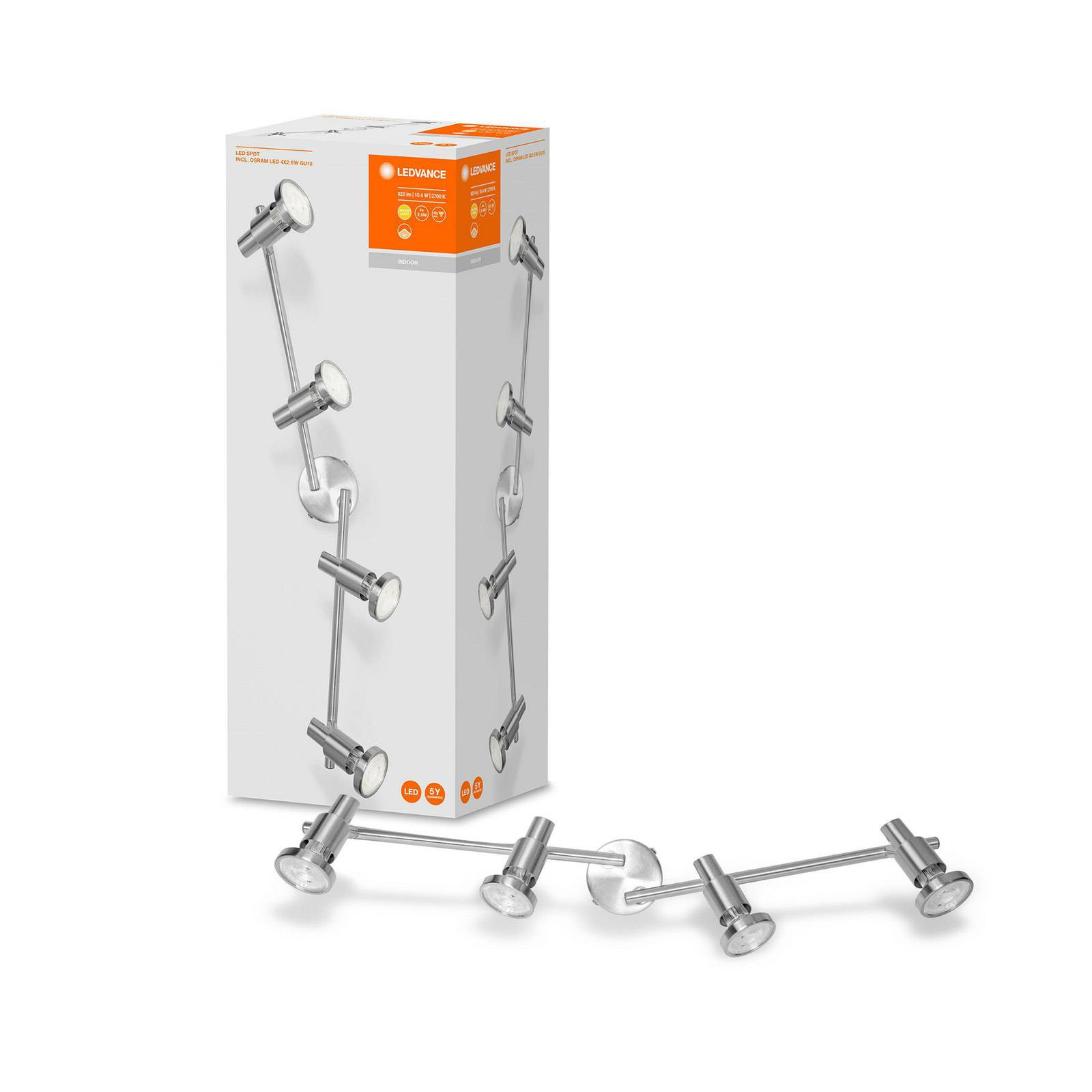 LEDVANCE Niclas LED reflektor, nikel, 4 plamene