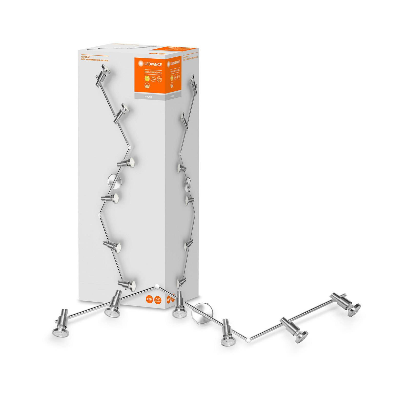 LEDVANCE Niclas LED reflektor, nikel, 6-lampa