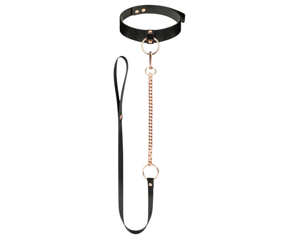 Rosy Gold - Collar And Leash (Black-Rose Gold)
