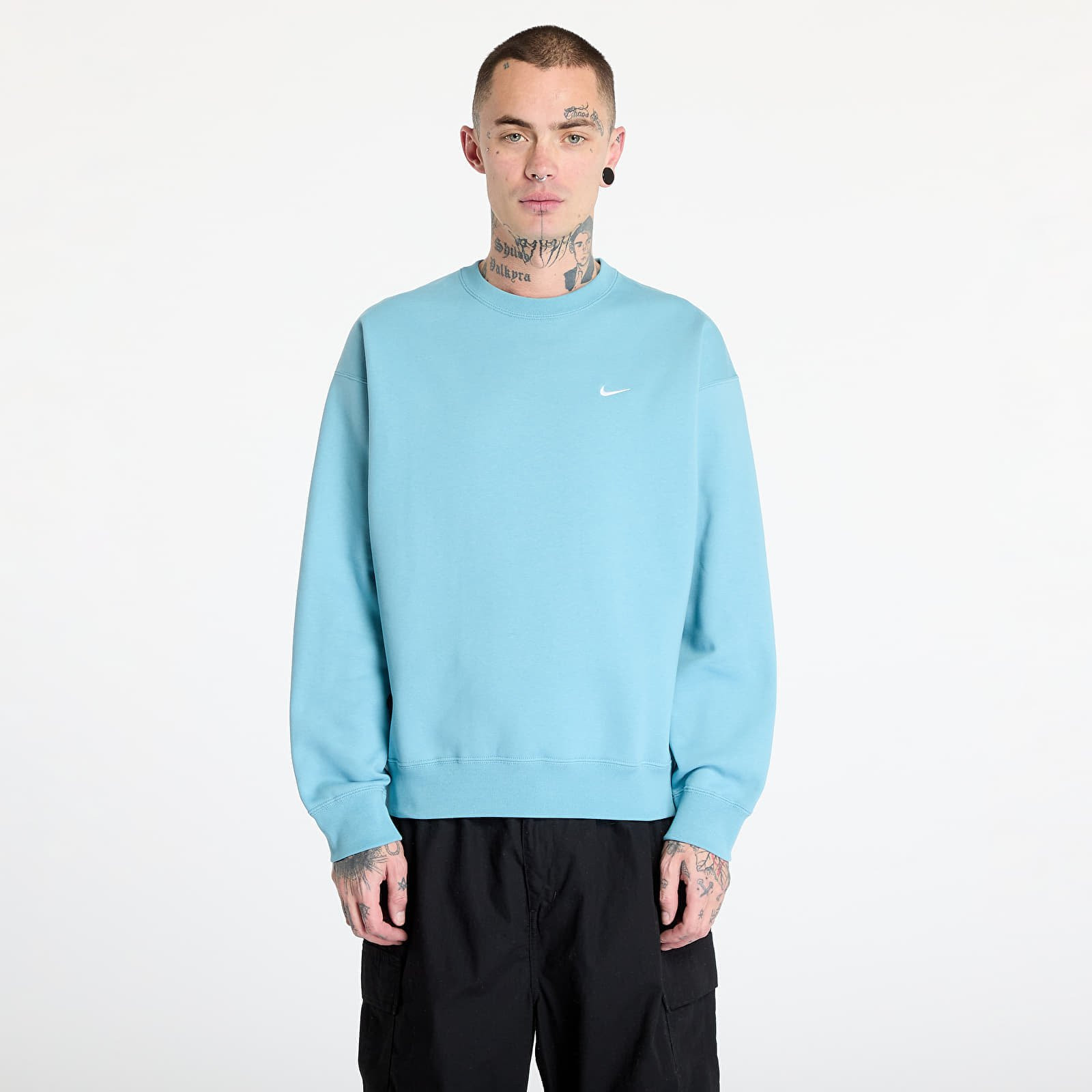 Mikina Nike Solo Swoosh Men's Fleece Crew Denim Turquoise/ White S