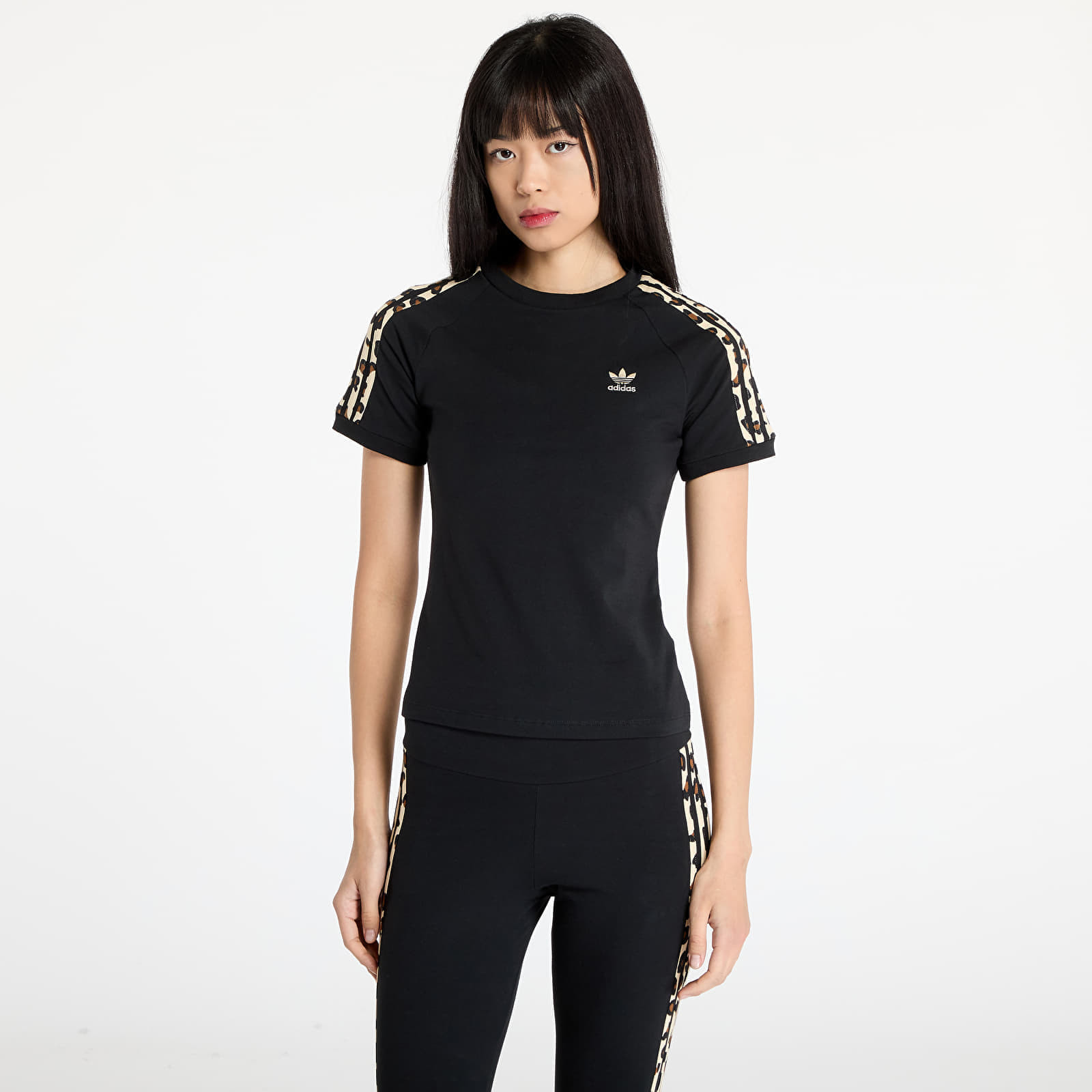 Tričko adidas Leopard 3-Stripes T-Shirt Black XS
