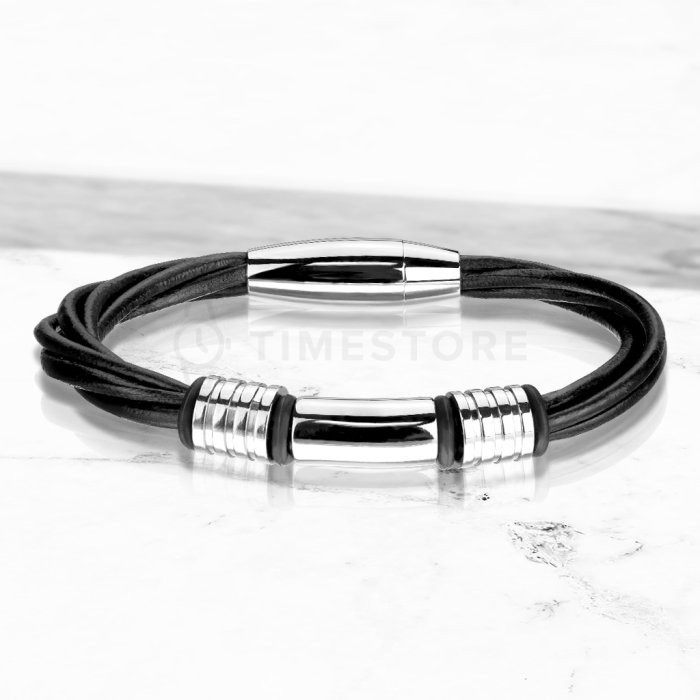 Viacvrstvový kožený náramok s chirurgickou oceľou TS-BR-0017