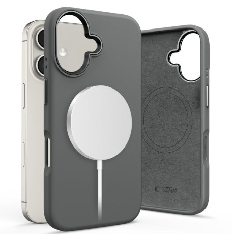 Tech-Protect Silicone Pure MagSafe kryt na iPhone 16, šedý