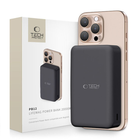 Tech-Protect PB12 LifeMag MagSafe Power Bank 20000mAh, čierny