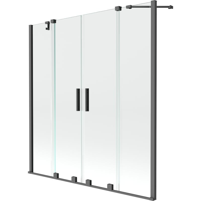 MEXEN/S - Velar Duo dvojkrídlová posuvná vaňová zástena 140 x 150 cm, transparent, grafit metal 896-140-000-02-95