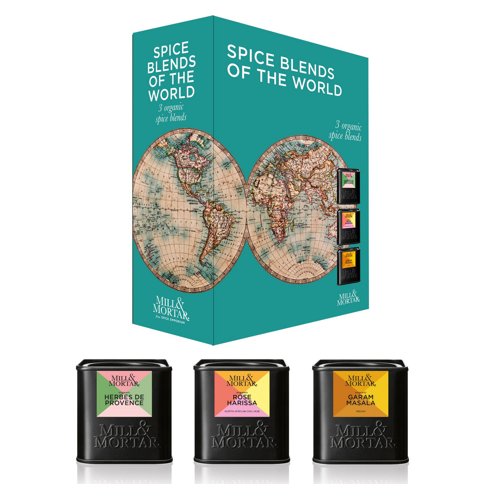 Bio zmes korenín SPICE BLENDS OF THE WORLD, sada 3 ks, Mill & Mortar