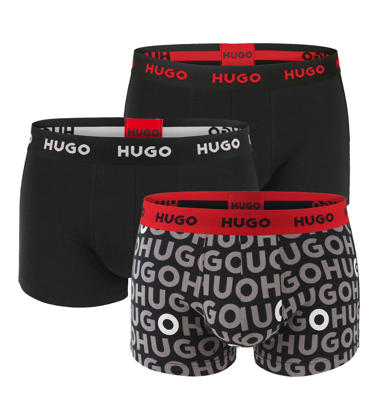 HUGO - boxerky 3PACK cotton stretch modern logo HUGO & dark color combo - limitovaná fashion edícia (HUGO BOSS)