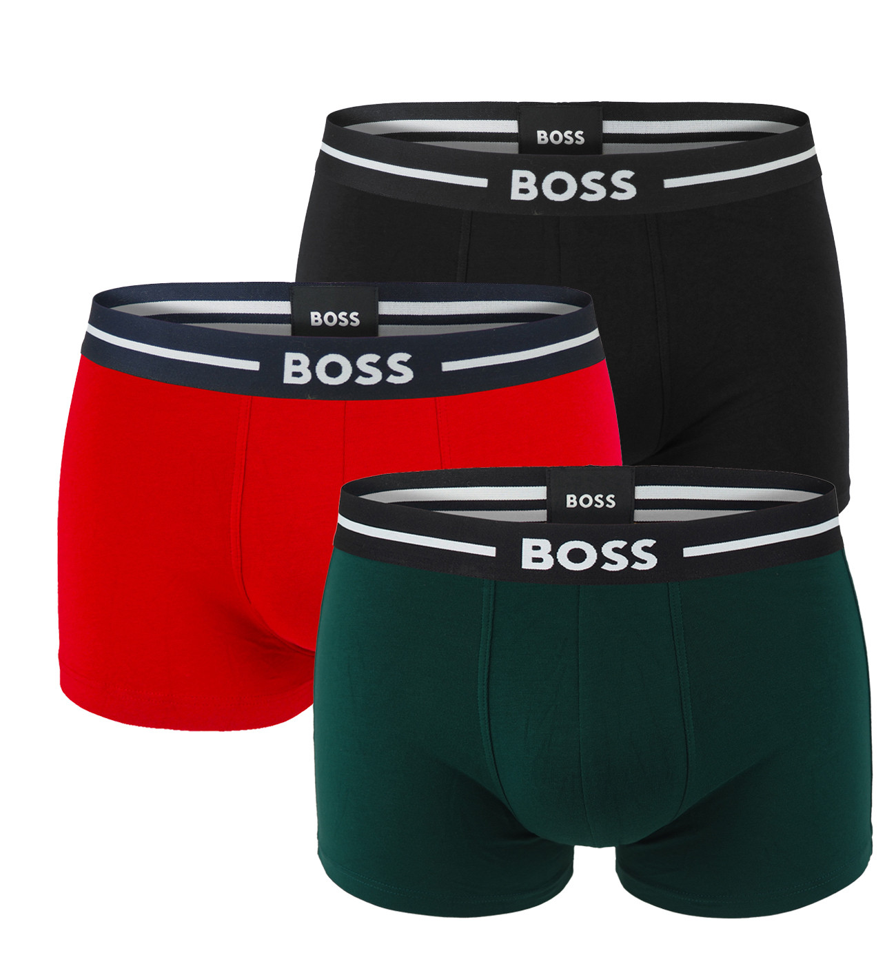 HUGO - boxerky 3PACK cotton stretch BOLD modern black & green color combo z organickej bavlny - limitovaná fashion edícia (HUGO BOSS)