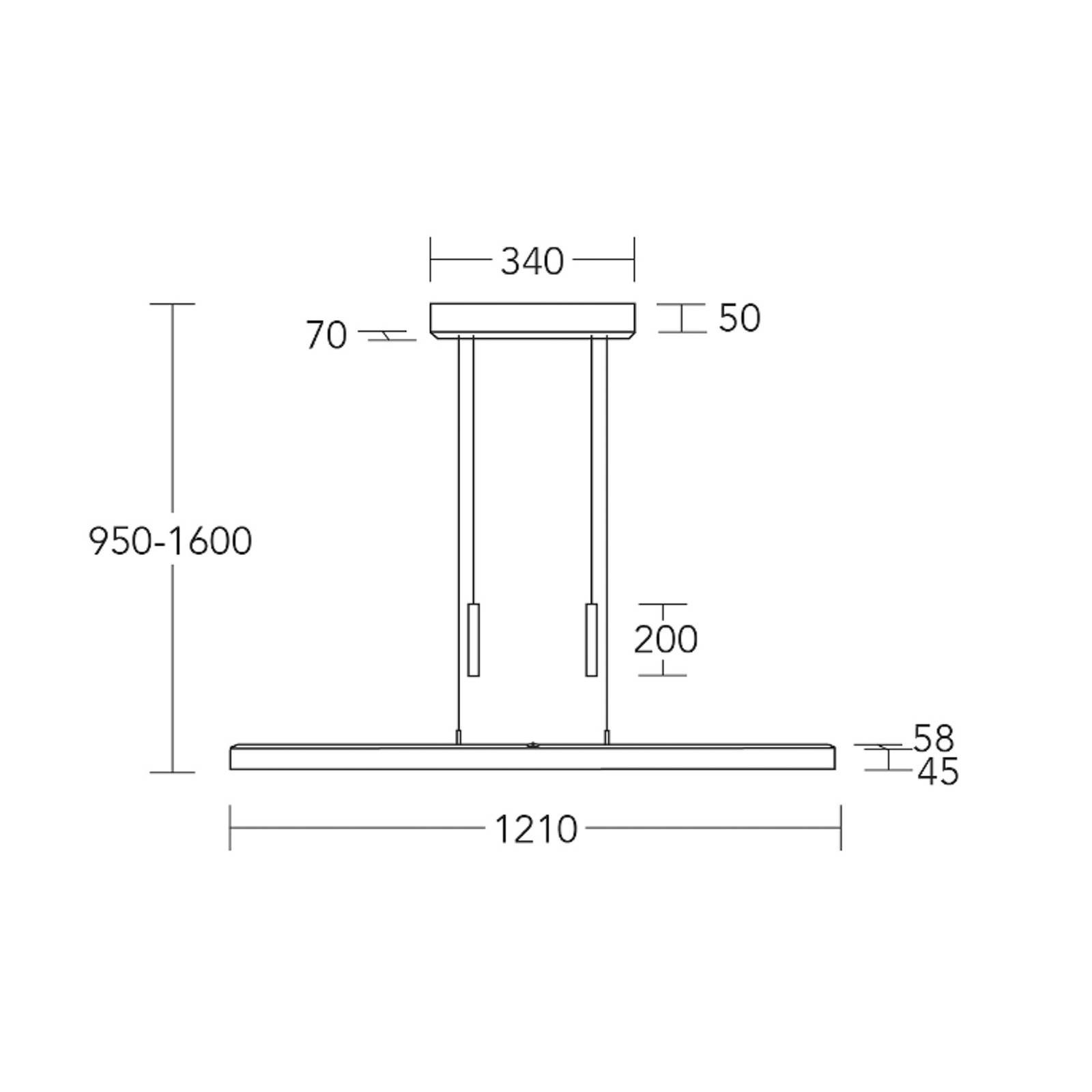 HerzBlut LED závesná lampa Leonora, 121 cm, drevo, stmievateľná