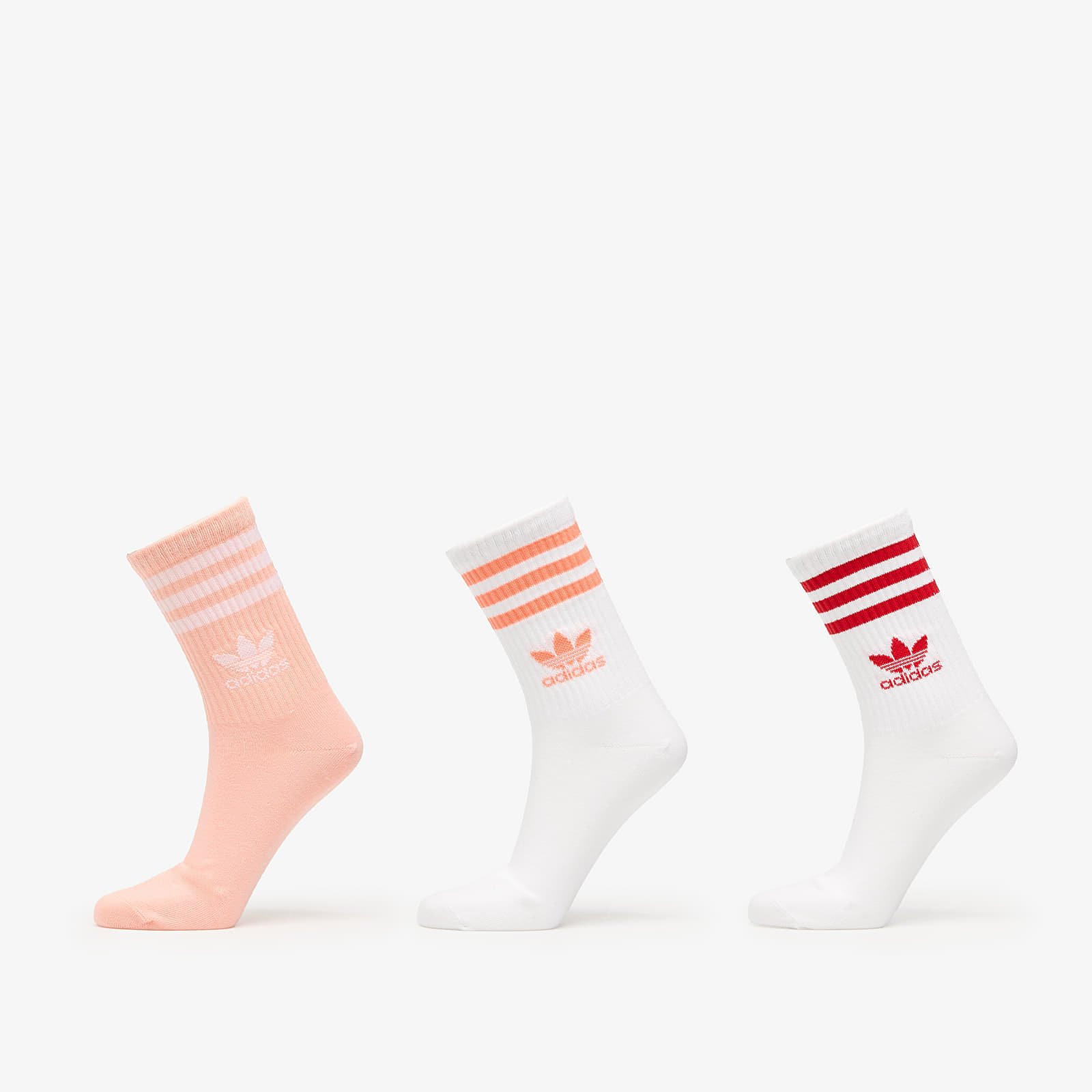 adidas 3 Stripes Crew Sock 3-Pack White/ Glow Pink/ White M