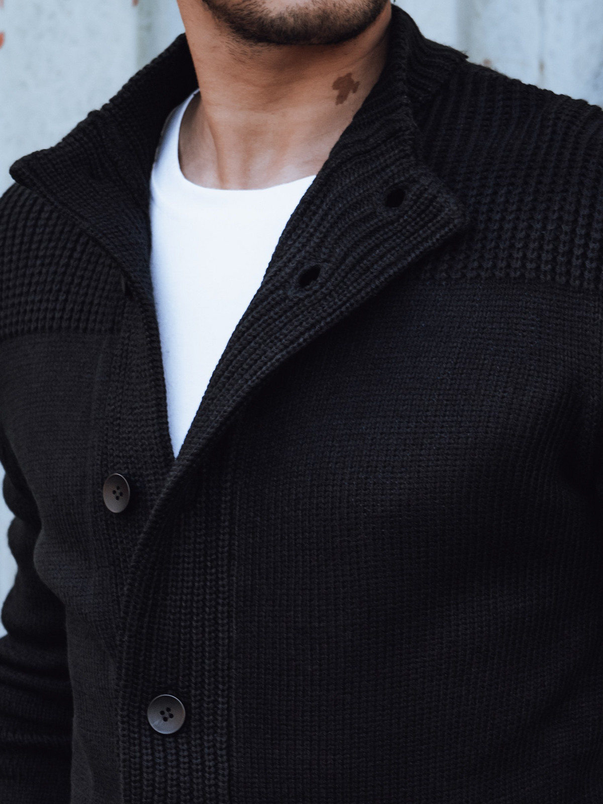 Sweter męski rozpinany czarny Dstreet