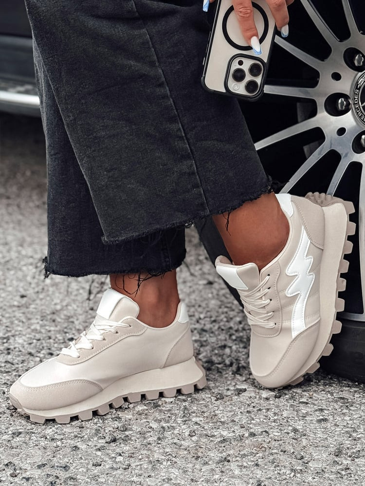 Sneakersy damskie RUNWAYGO beżowe Dstreet