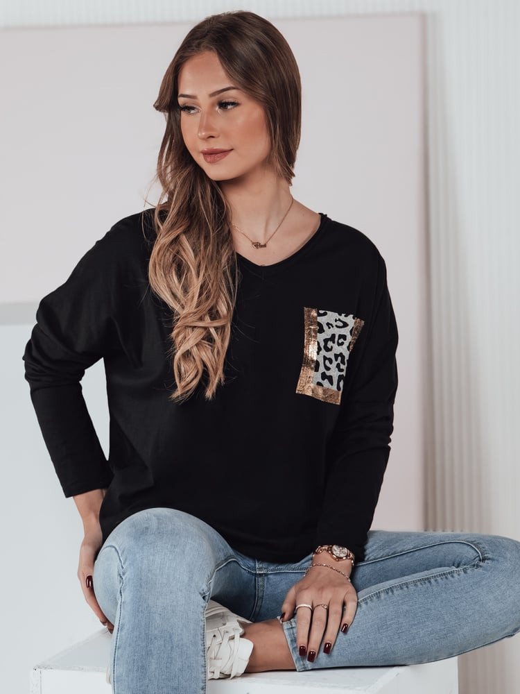 Bluzka damska oversize GLAMZONE z nadrukiem czarna Dstreet