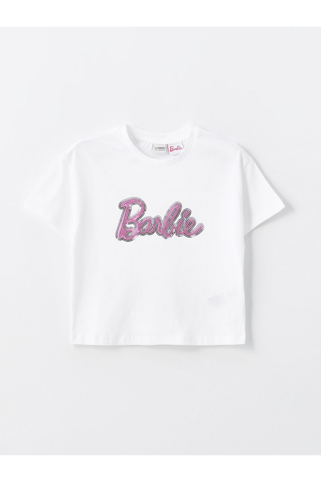 LC Waikiki Crew Neck Barbie Printed Short Sleeve Girls T-Shirt