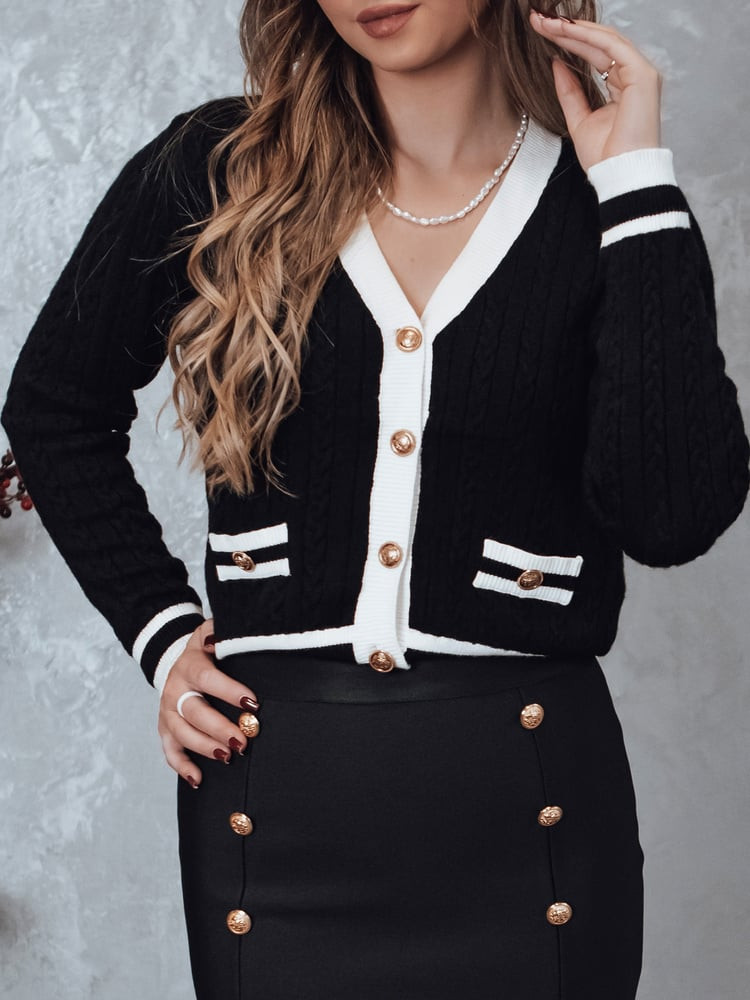 Sweter damski rozpinany FUZZY czarny Dstreet