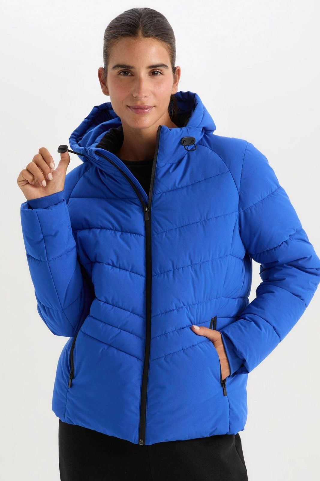 DEFACTO Fit Water Repellent Puffer Jacket Hooded Zippered Pocket Waterproof