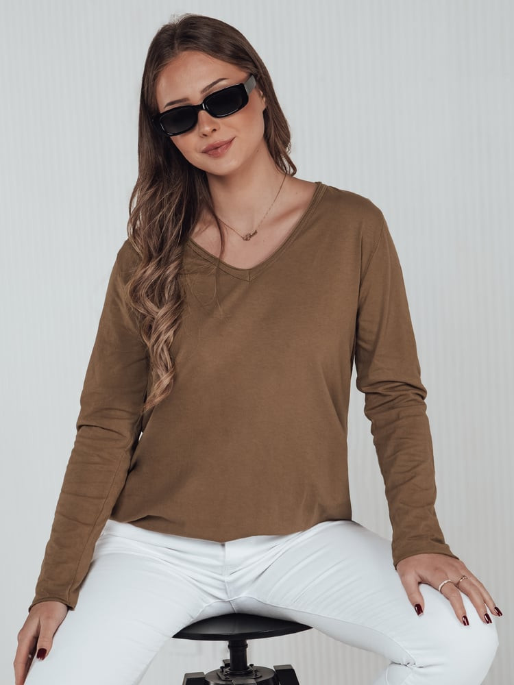 Bluzka damska oversize VAVLSTYLES gładka kamelowa Dstreet