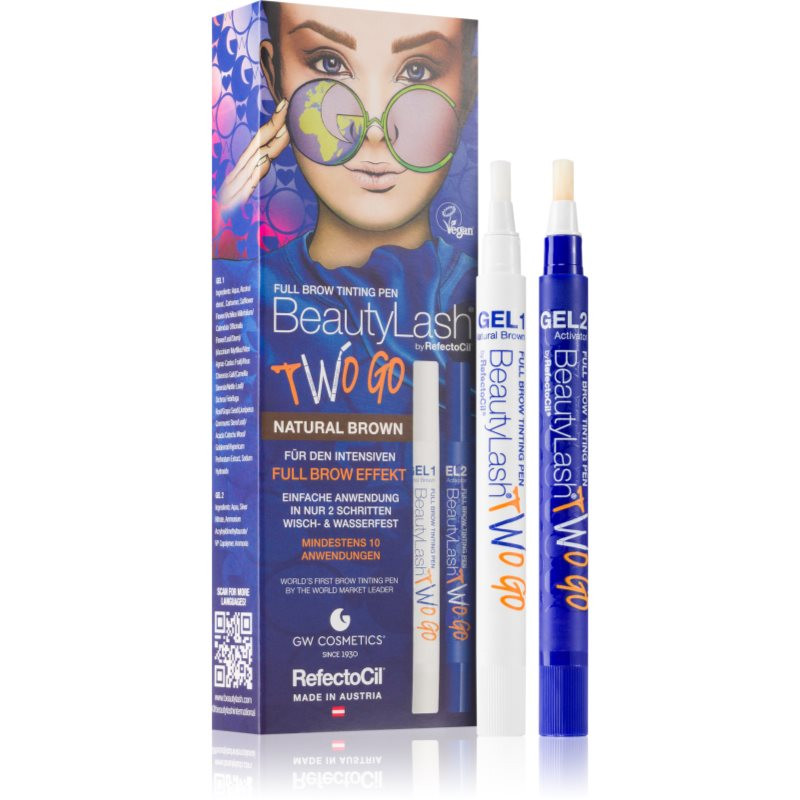 RefectoCil BeautyLash Two Go farba na obočie odtieň Natural Brown 2x15 ml