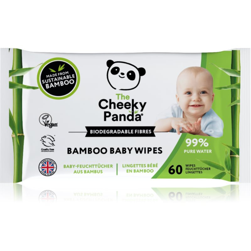 Cheeky Panda Bamboo Baby Wipes vlhčené obrúsky pre deti z bambusu 60 ks