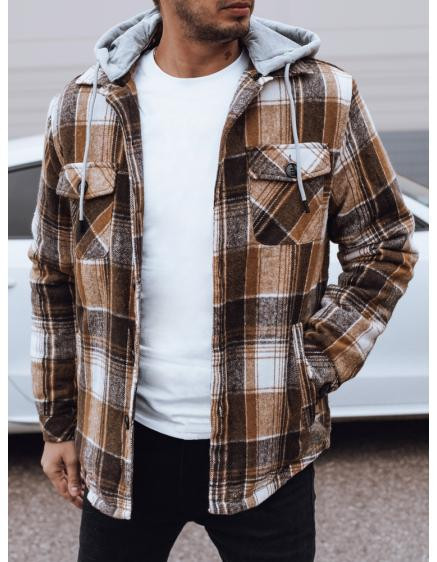 Pánska bunda s kapucňou béžová