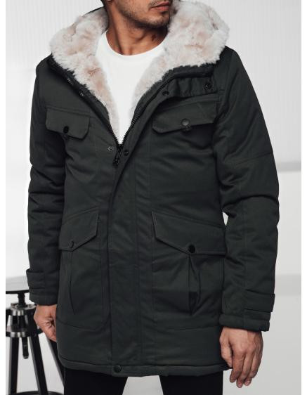 Pánska bunda s kapucňou zelená