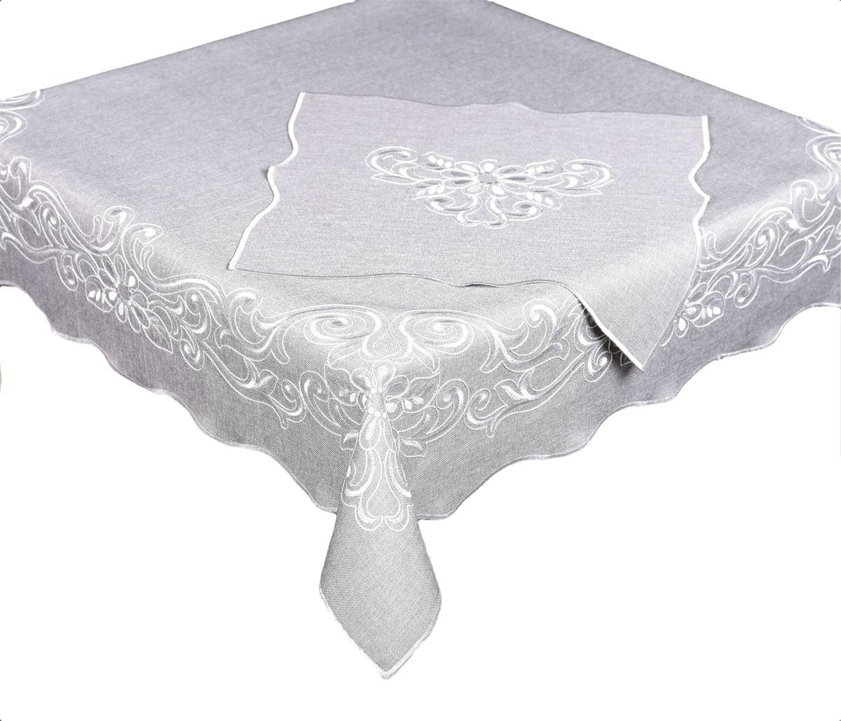 Obrus celoročná, Ornament s kvetinou, šedý