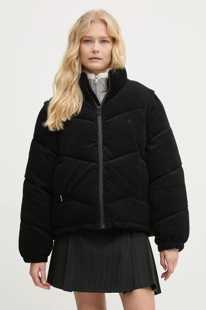 Bunda Volcom dámska, čierna farba, zimná, oversize, B1732300