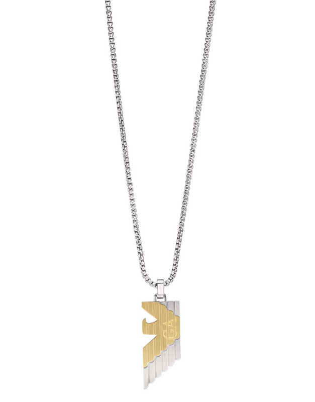 Emporio Armani Štýlový pánsky bicolor náhrdelník Eagle Logo EGS3073040